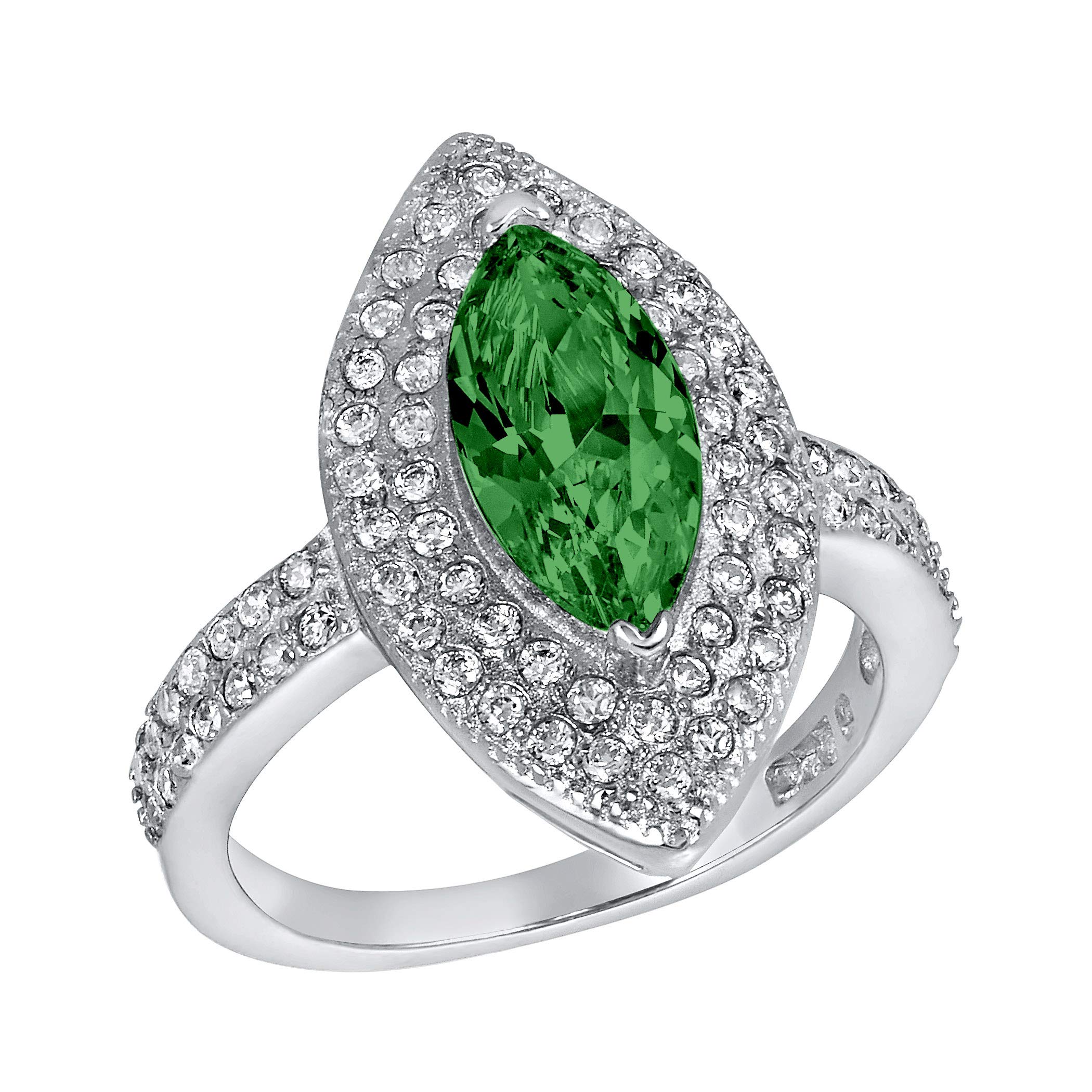 Foto 1 | Anillo West Coast Jewelry De Plata De Ley Con Circonita Cúbica Verde Esmeralda - Venta Internacional.