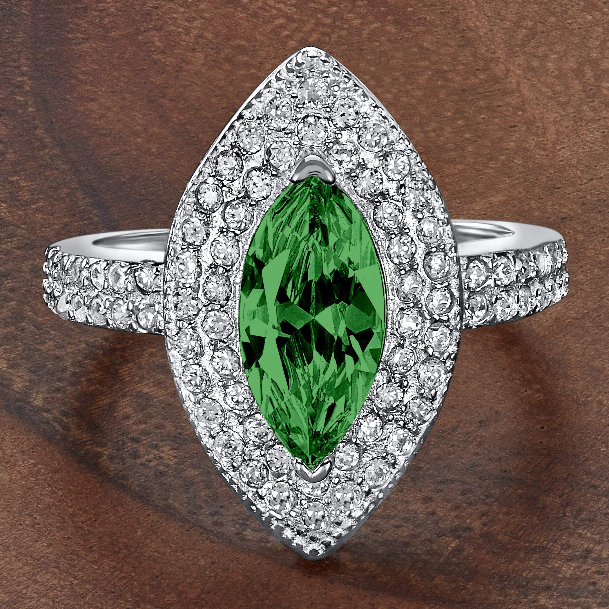 Foto 6 pulgar | Anillo West Coast Jewelry De Plata De Ley Con Circonita Cúbica Verde Esmeralda - Venta Internacional.