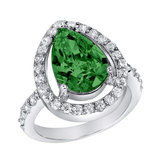 Foto 1 | Anillo West Coast Jewelry De Plata De Ley Con Circonita Cúbica Verde Esmeralda - Venta Internacional.