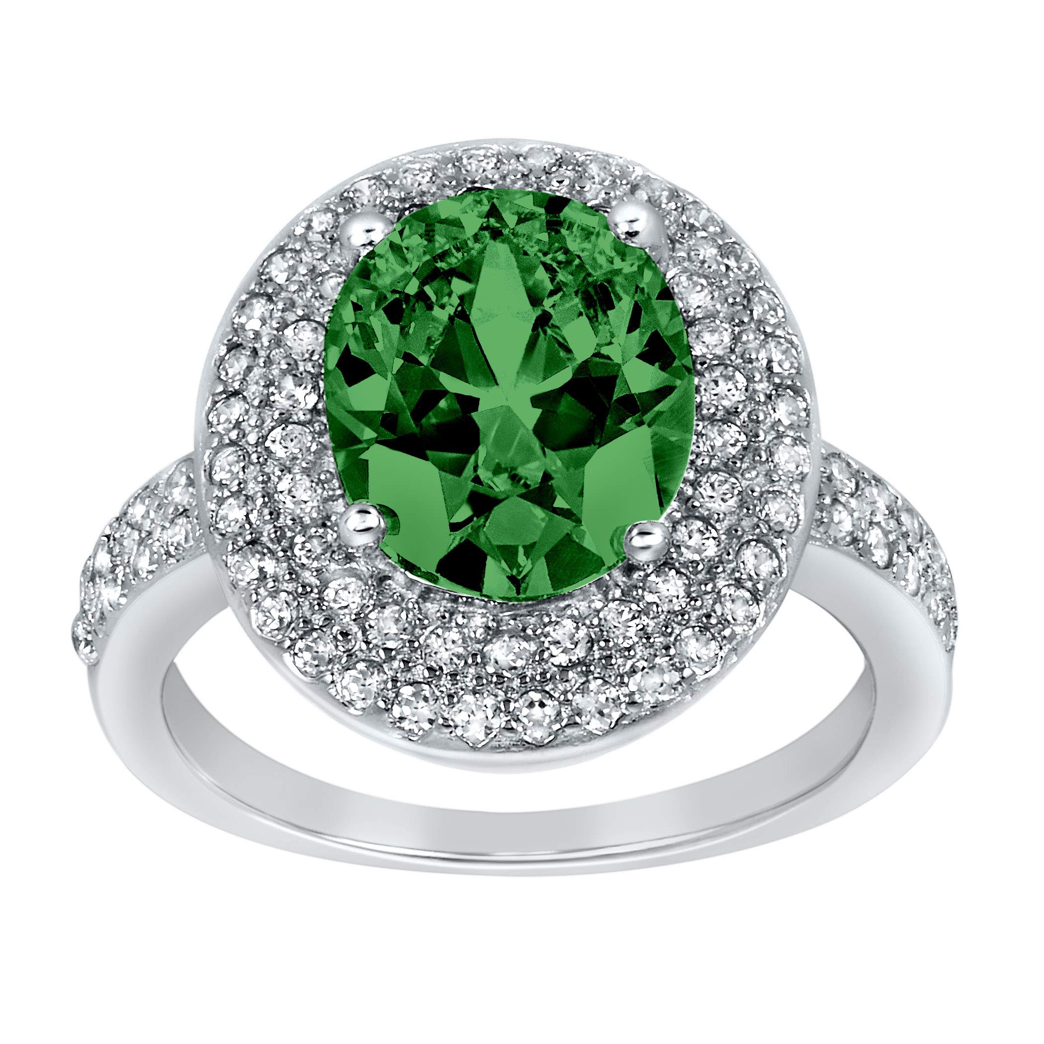 Foto 2 | Anillo West Coast Jewelry De Plata De Ley Con Circonita Cúbica Verde Esmeralda - Venta Internacional.