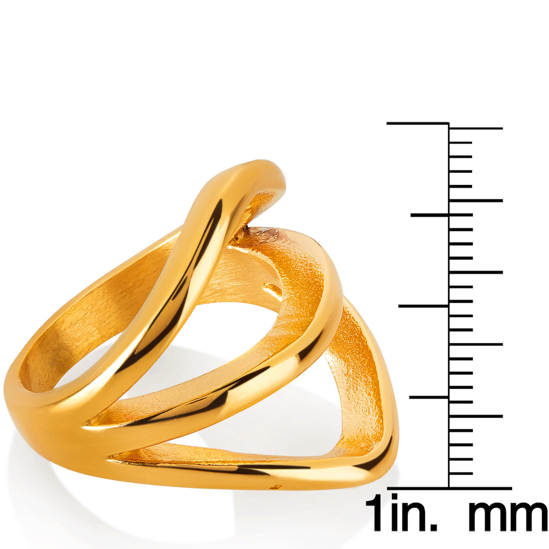 Foto 4 pulgar | Anillo West Coast Jewelry Elya Split Band De Acero Chapado En Oro - Venta Internacional