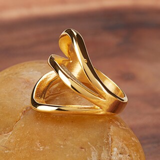 Foto 4 | Anillo West Coast Jewelry Elya Split Band De Acero Chapado En Oro - Venta Internacional