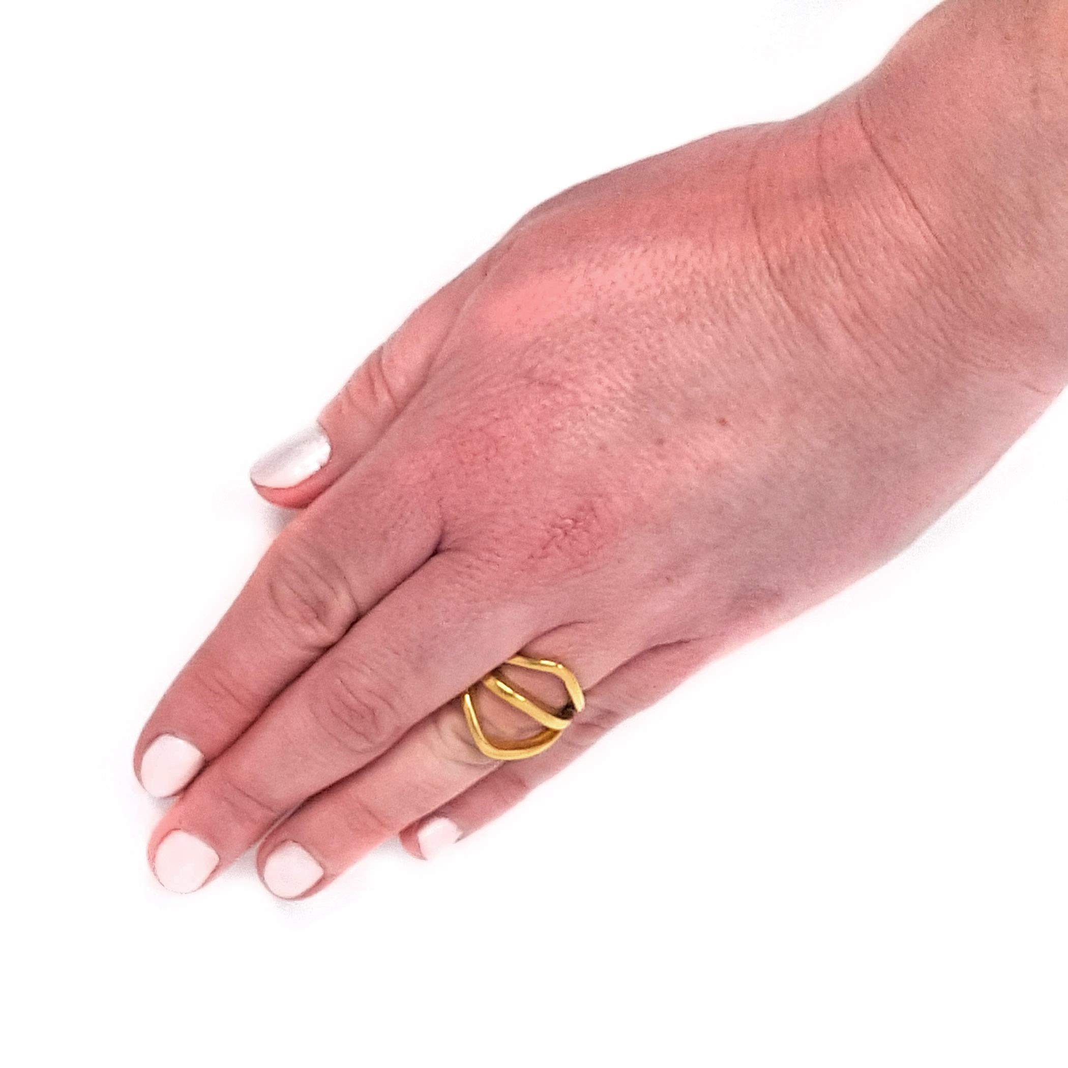 Foto 7 pulgar | Anillo West Coast Jewelry Elya Split Band De Acero Chapado En Oro - Venta Internacional