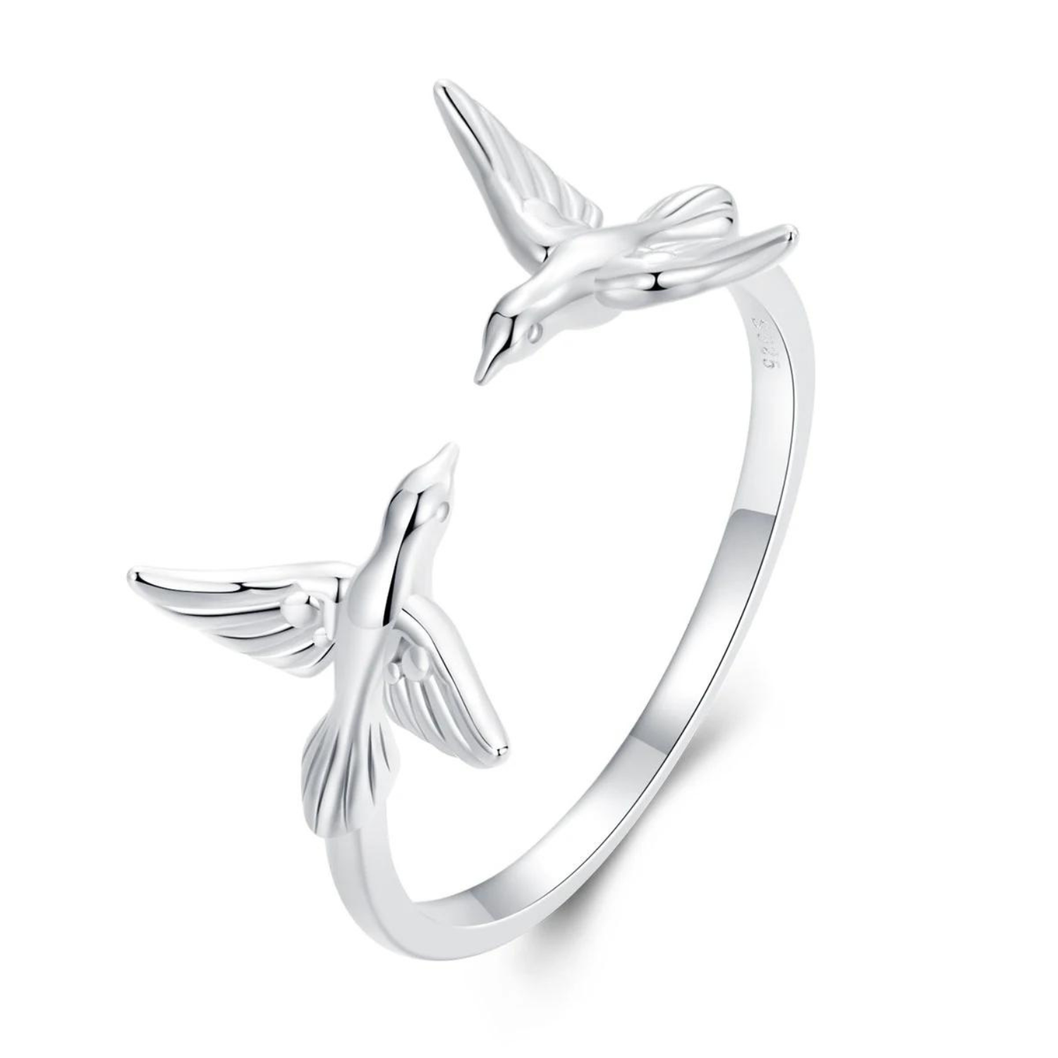 Anillo Chulada, Aves Encuentro De Plata .925 Con Chapa De Platino, Se Pude Mojar