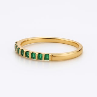Foto 1 | Anillo Media Churumbela de Oro 14 k Zirconias Verdes Talla 9