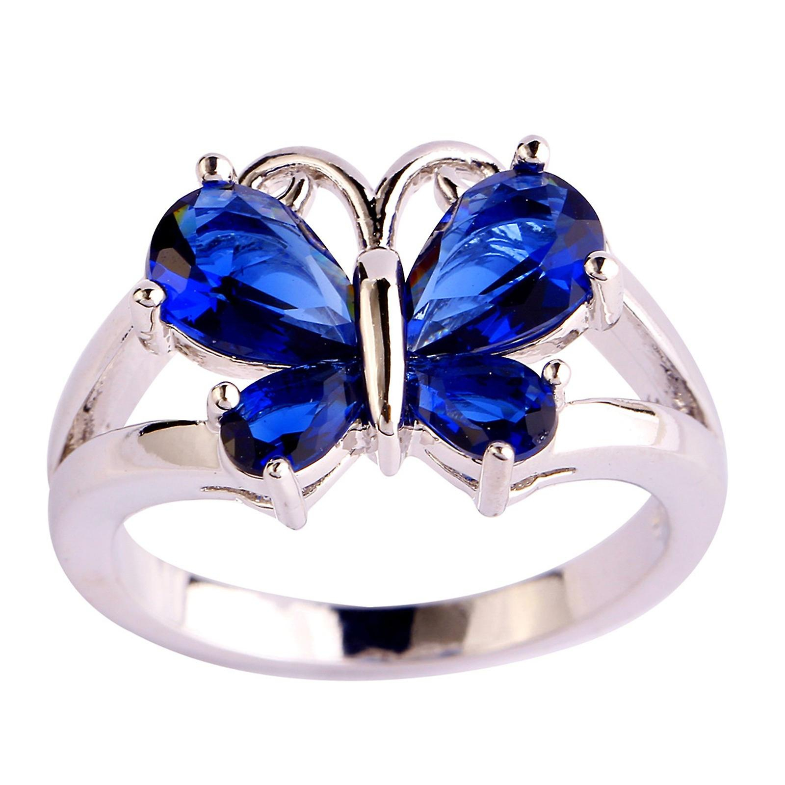 Foto 2 pulgar | Anillo Huoguo  Chapado En Mariposas  De Cobre  Moderno Para Mujer - Venta Internacional.