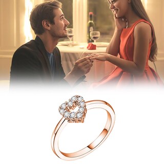 Foto 2 | Anillo Huoguo Exquisito Corazón De Melocotón Hueco De Cobre Para Mujer - Venta Internacional.
