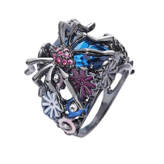 Foto 1 | Anillo Huoguo - Flor Que Gotea Con Forma De Araña Azul Exagerada - Venta Internacional.