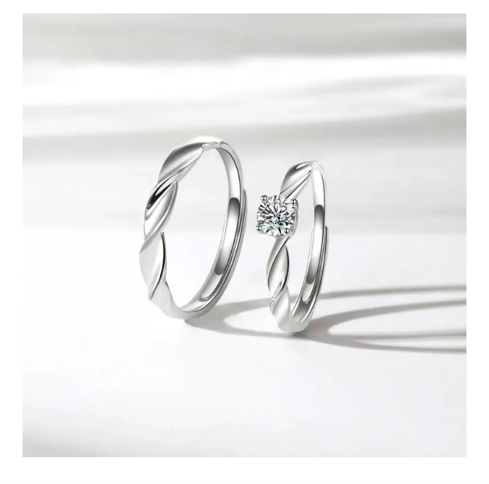 Foto 4 pulgar | Anillo de Promesa 925 Plata Original 2 Piezas