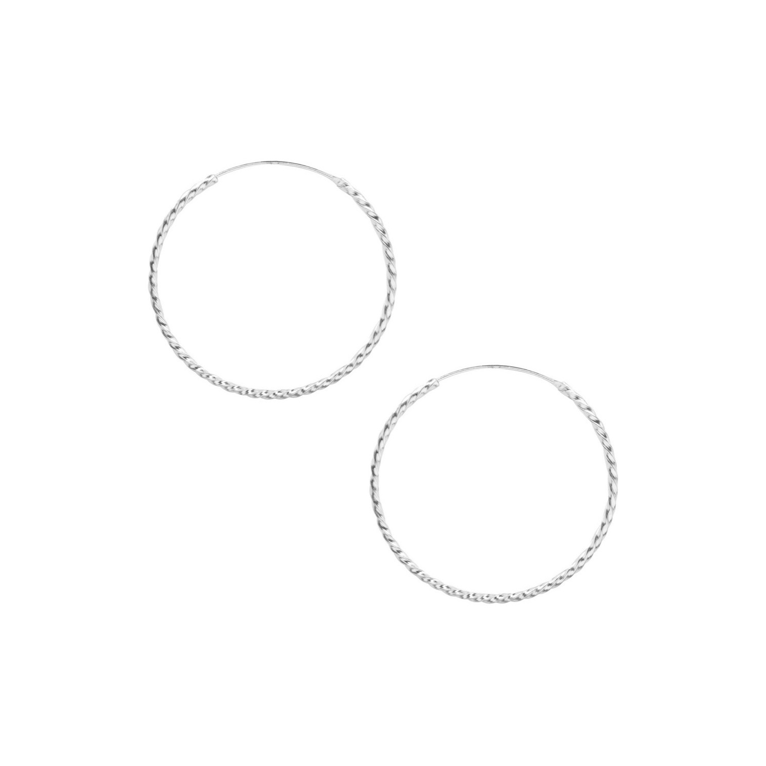 Pendientes De Aro De Plata De Ley 925 Trenzada De 55 Mm - Venta Internacional.