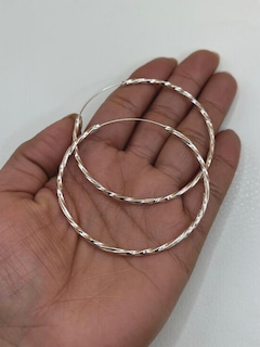 Foto 3 | Pendientes De Aro De Plata De Ley 925 Trenzada De 55 Mm - Venta Internacional.