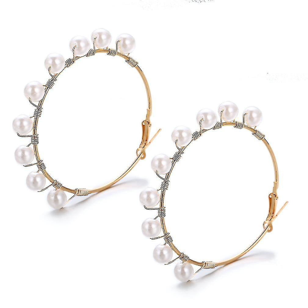 Foto 2 pulgar | Pendientes Huoguo Pearl Series 9 Con Forma De Argolla Grande Para Boda - Venta Internacional.