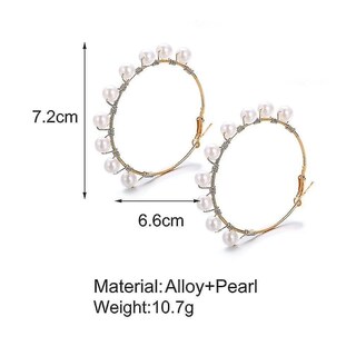 Foto 2 | Pendientes Huoguo Pearl Series 9 Con Forma De Argolla Grande Para Boda - Venta Internacional.