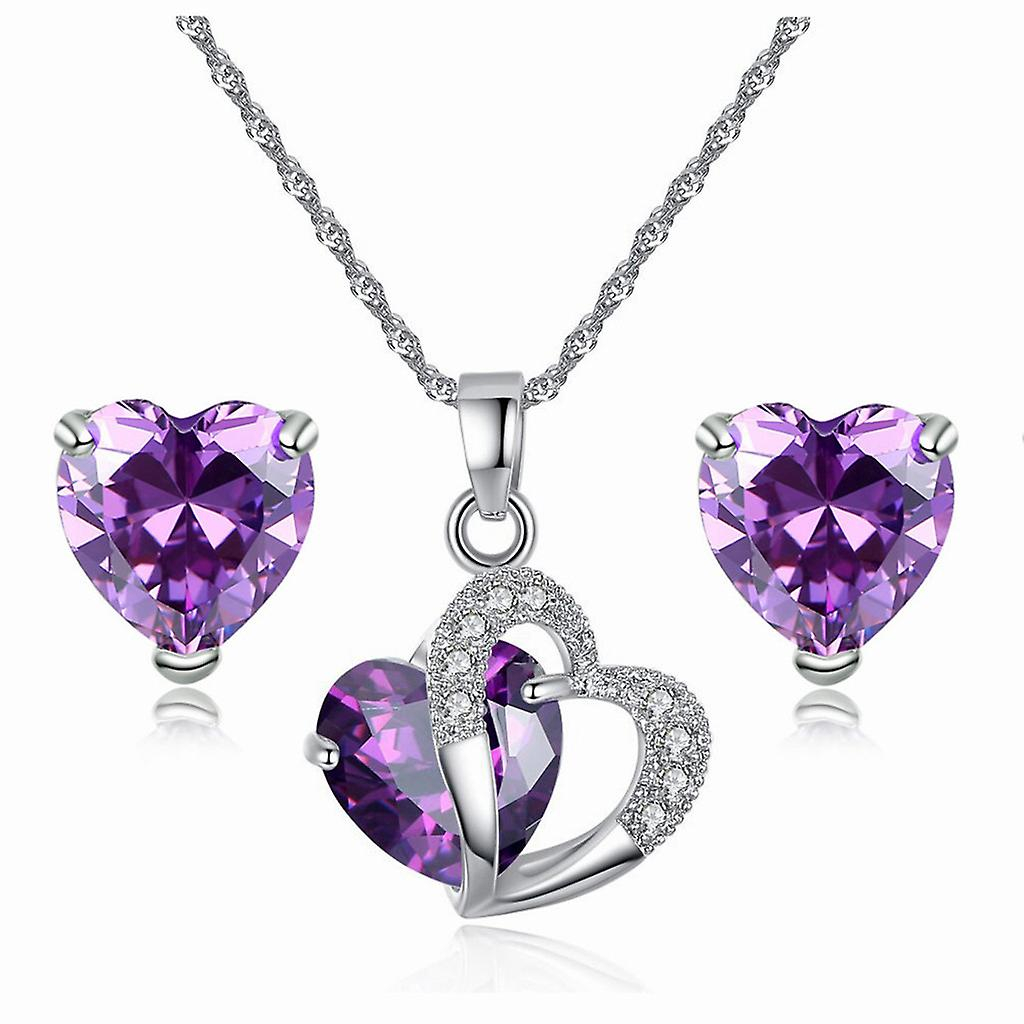 Foto 3 pulgar | Conjunto De Joyas Love Crystal Eyes Collar Con Pendientes Colgantes - Venta Internacional.
