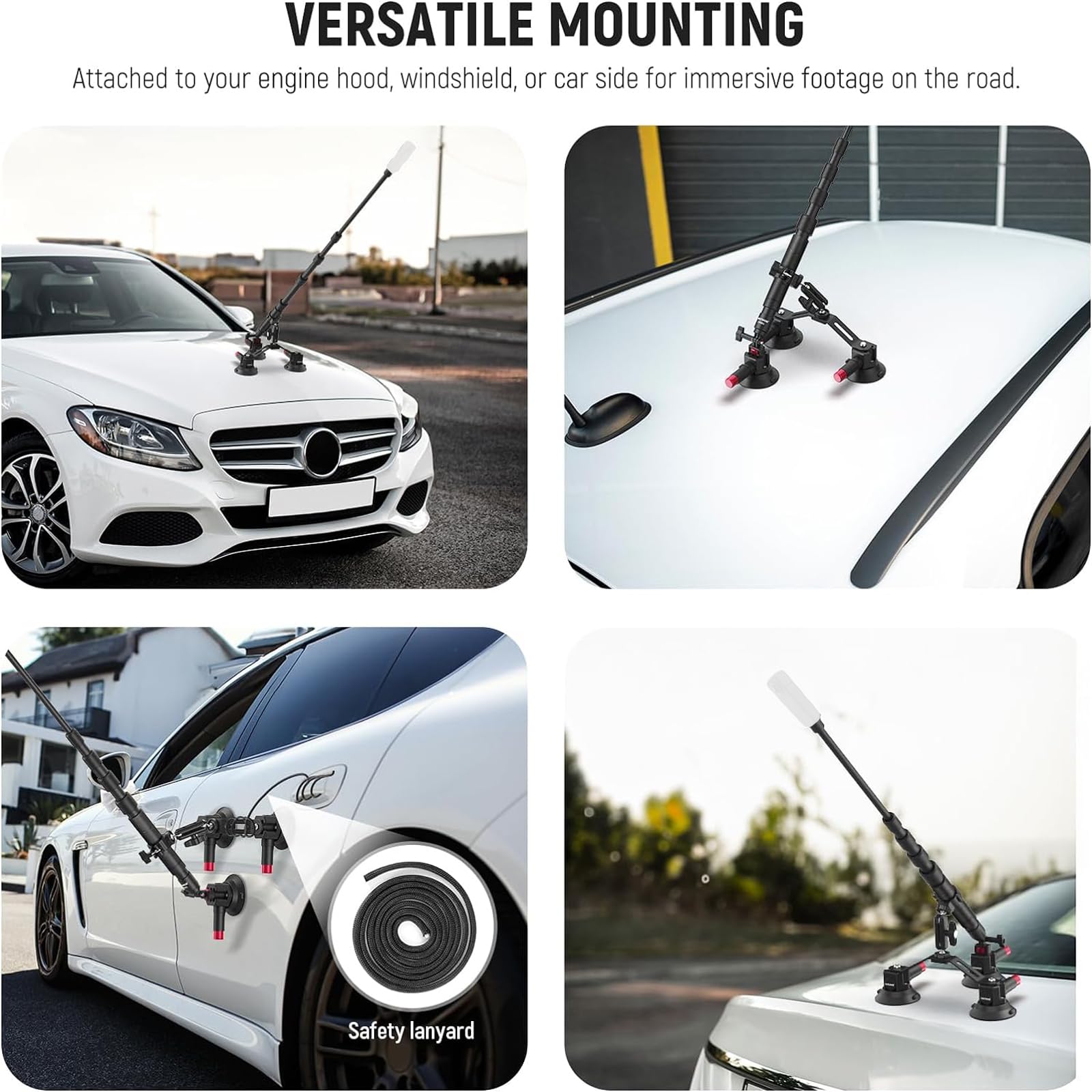 Foto 8 pulgar | Kit De Montaje Para Coche Neewer Con Triple Ventosa Y Mástil De Extensión - Venta Internacional.