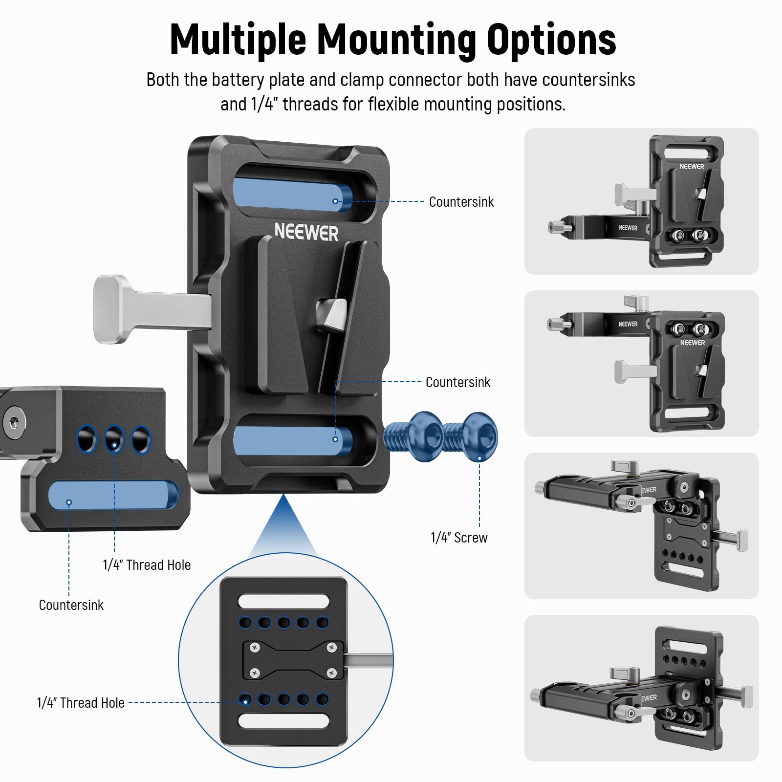 Foto 5 | Placa De Batería Con Montaje En V Neewer Mini Con Abrazaderas Lws De 15 Mm - Venta Internacional.