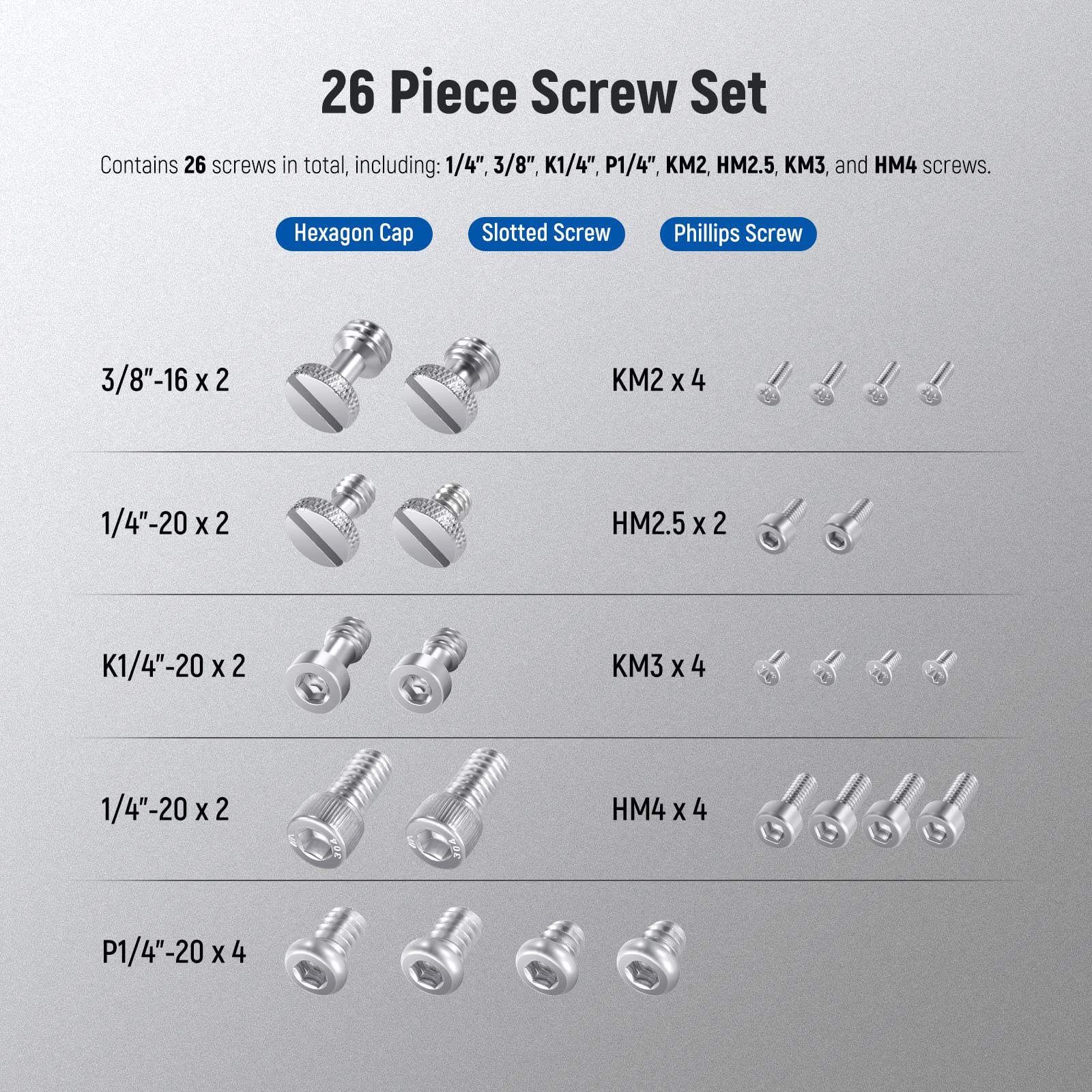 Foto 3 pulgar | Juego De Tornillos De Cámara Neewer Ua002 26pcs Para Equipos De Fotografía - Venta Internacional.