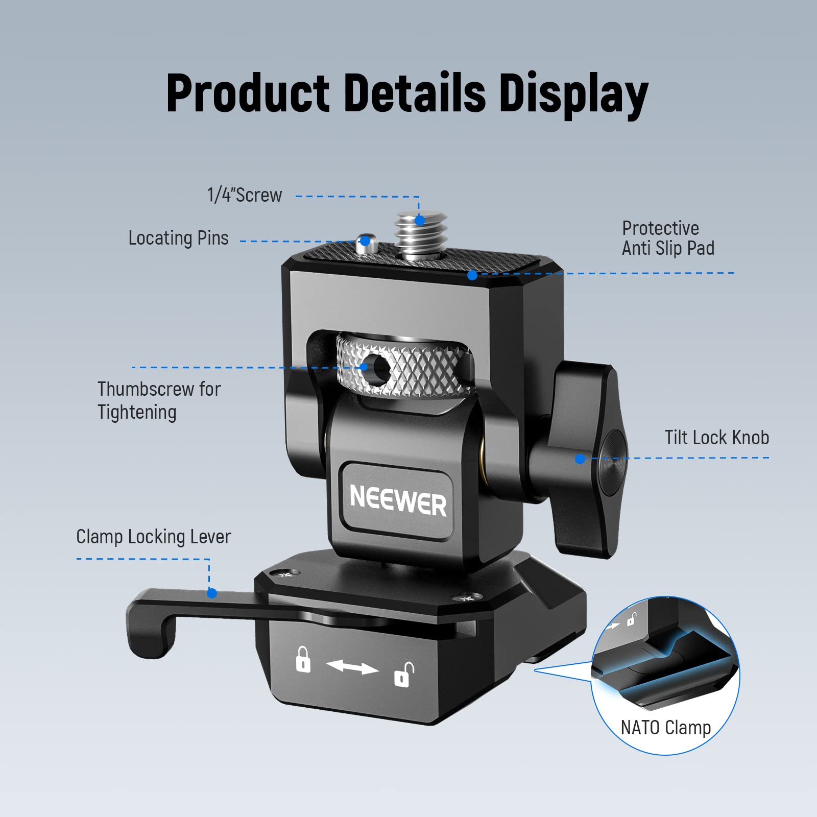 Foto 3 pulgar | Soporte Para Cámara Y Monitor Neewer Qr Nato, Pinza Para 5 Y 7 Campos - Venta Internacional.
