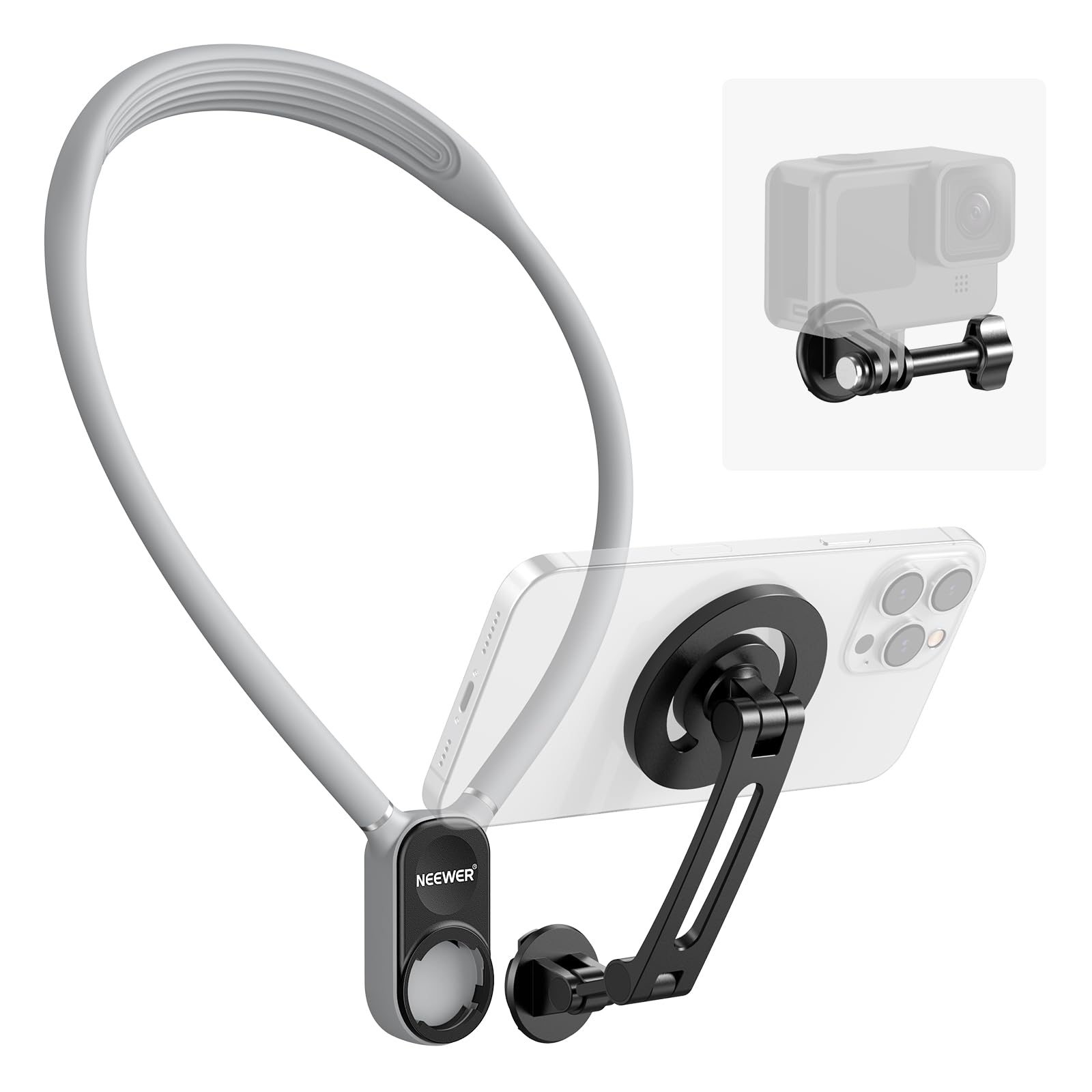 Soporte De Cuello Para Cámara De Acción Y Teléfono Neewer Gp16 Gris - Venta Internacional.
