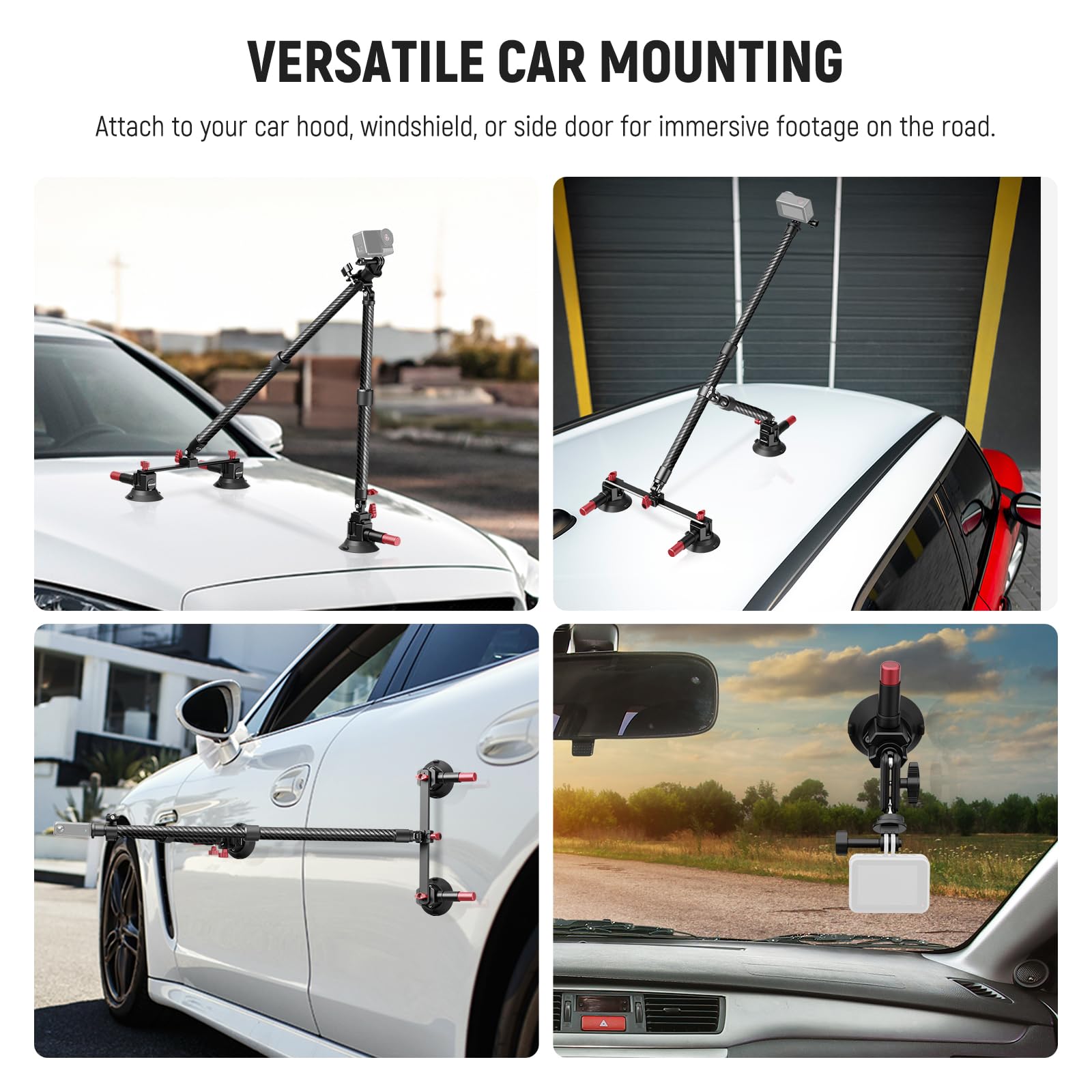 Foto 6 | Kit De Montaje Para Coche Neewer Con Triple Ventosa De Fibra De Carbono Ca136 - Venta Internacional.