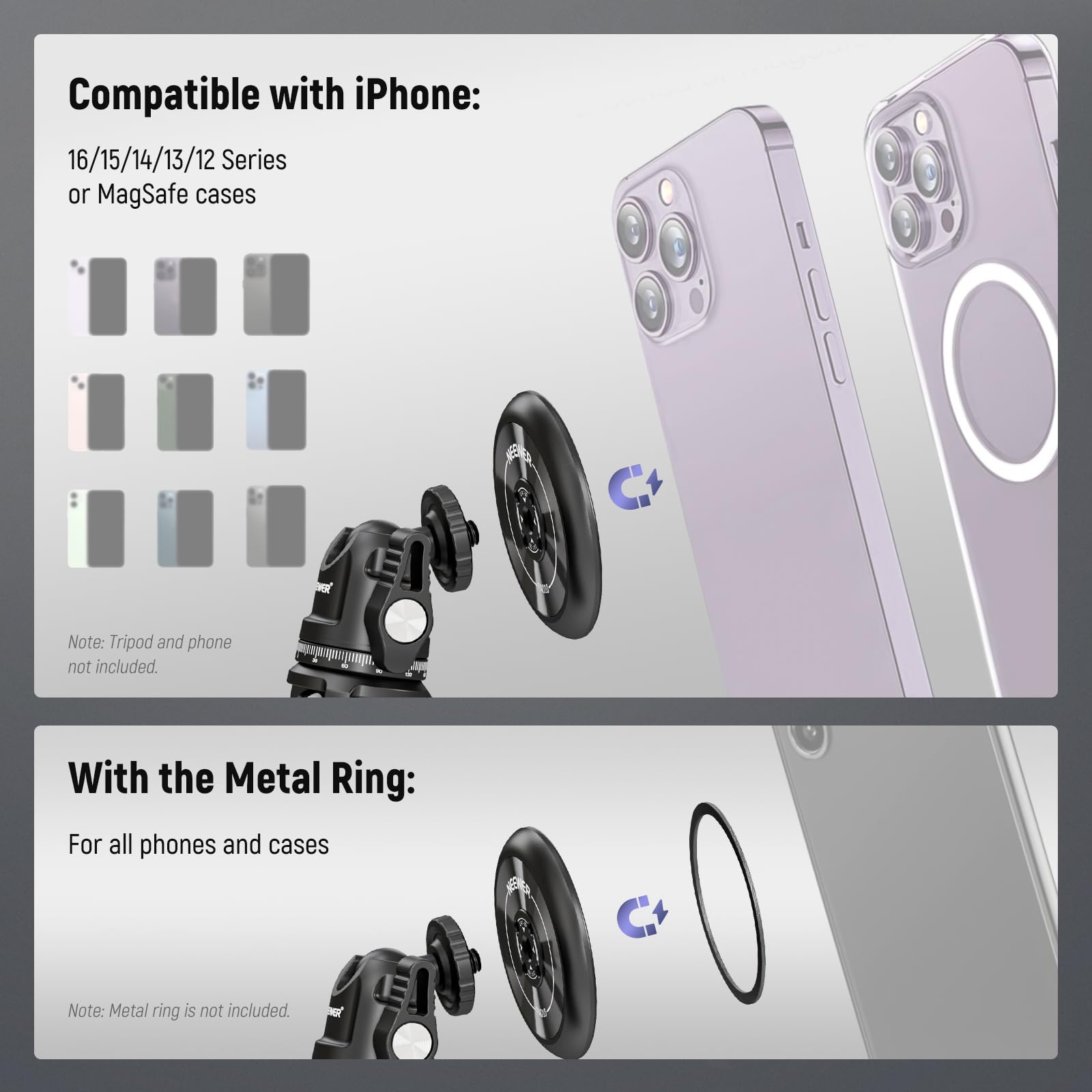Foto 4 pulgar | Adaptador Magnético Para Trípode Para Teléfono Neewer Pa010, Paquete De 2 - Venta Internacional.
