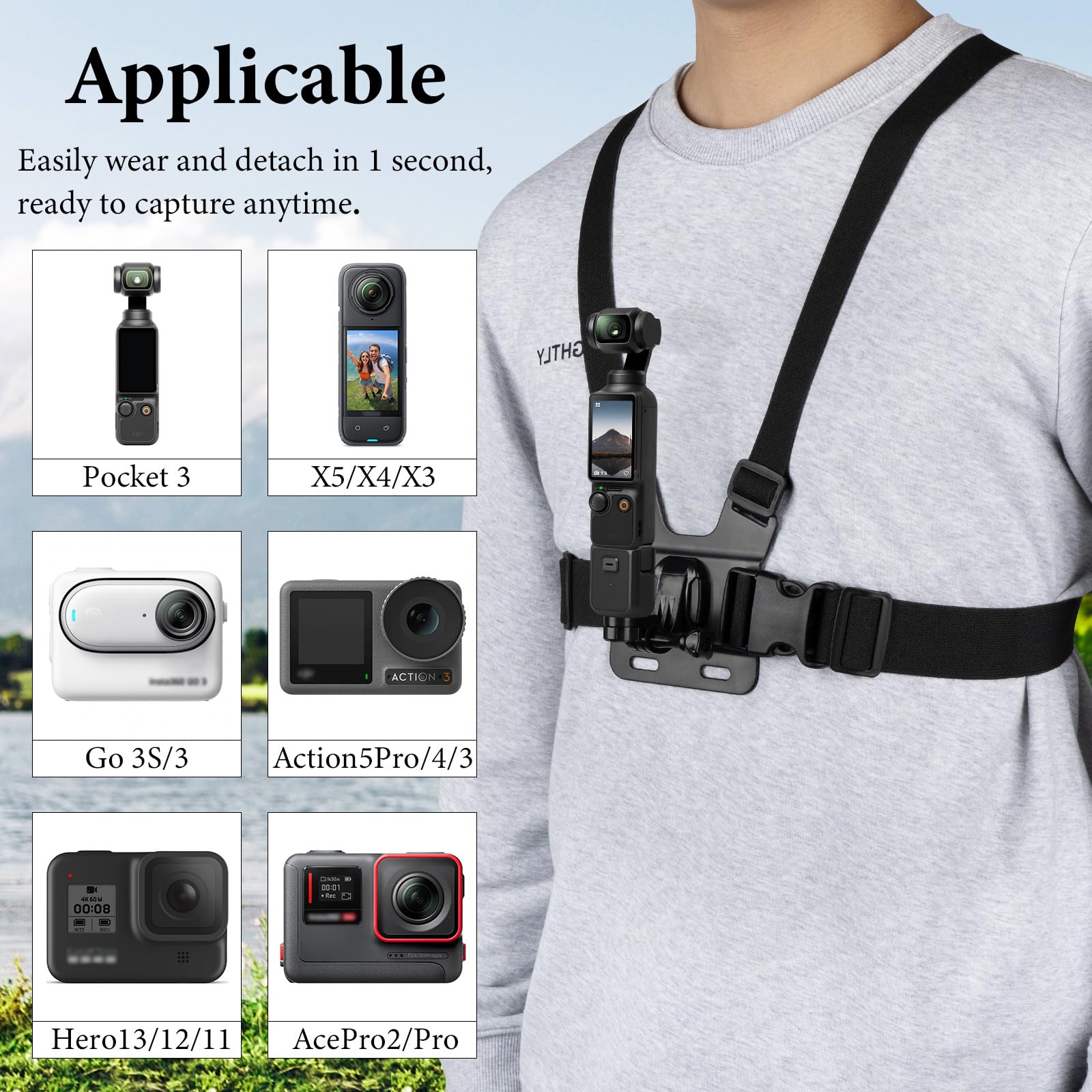 Foto 6 pulgar | Correa De Montaje En El Pecho Geekria Compatible Con Dji Osmo Pocket 3 - Venta Internacional.