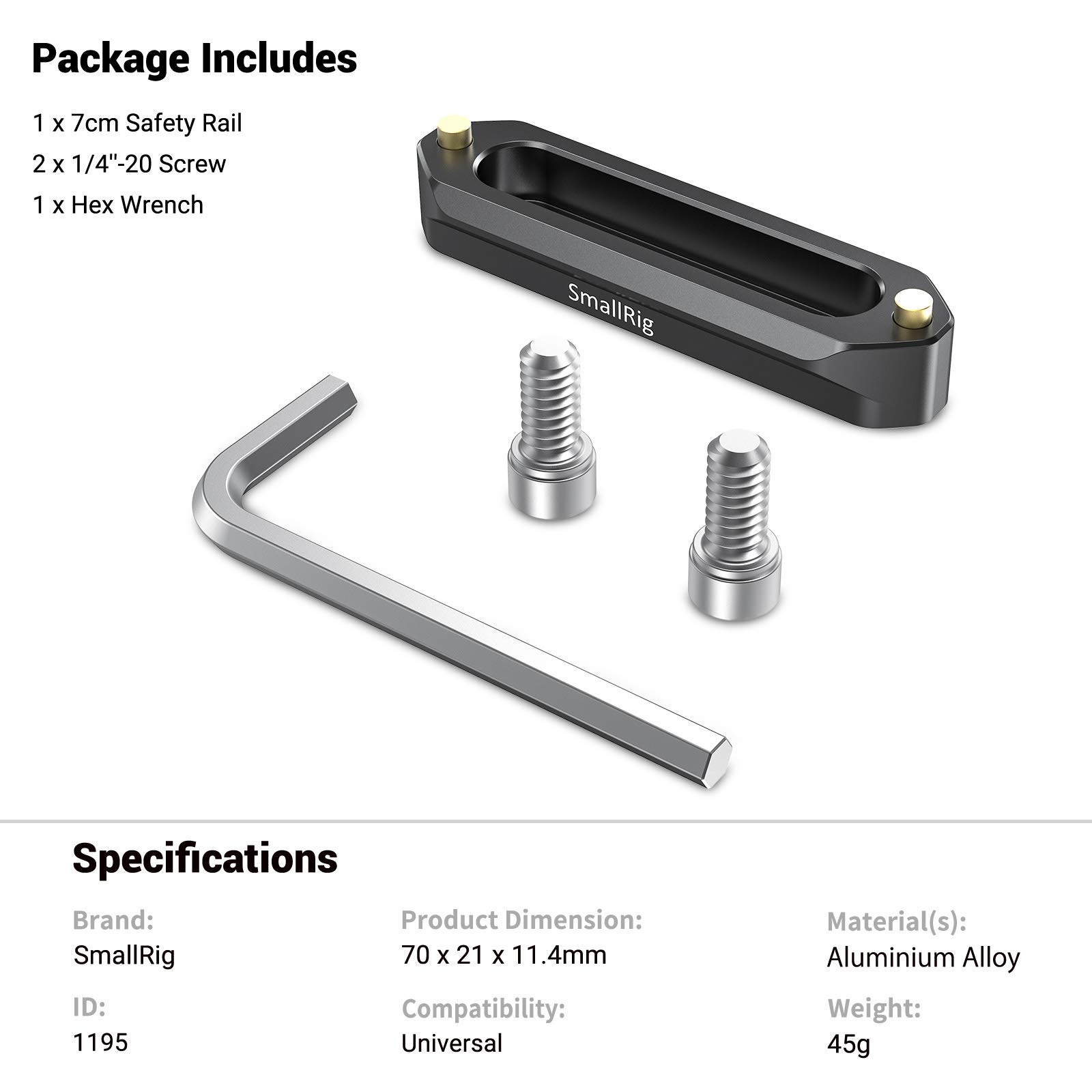 Foto 8 pulgar | Nato Rail Smallrig De 7 Cm De Largo Con Pasadores Con Resorte Para Red/bm - Venta Internacional.