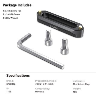 Foto 7 | Nato Rail Smallrig De 7 Cm De Largo Con Pasadores Con Resorte Para Red/bm - Venta Internacional.