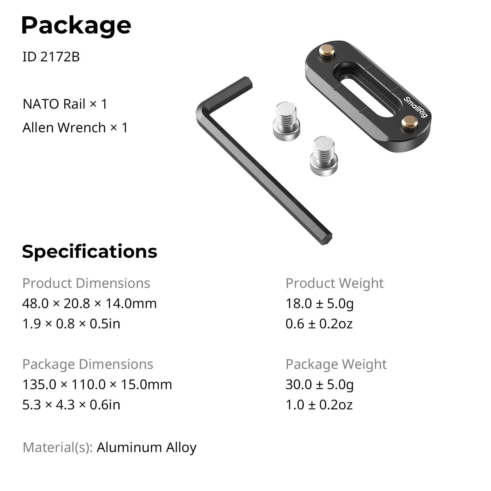 Foto 6 | Nato Rail Smallrig 2172 Anti-off, Cierre Rápido, 48 Mm - Venta Internacional.