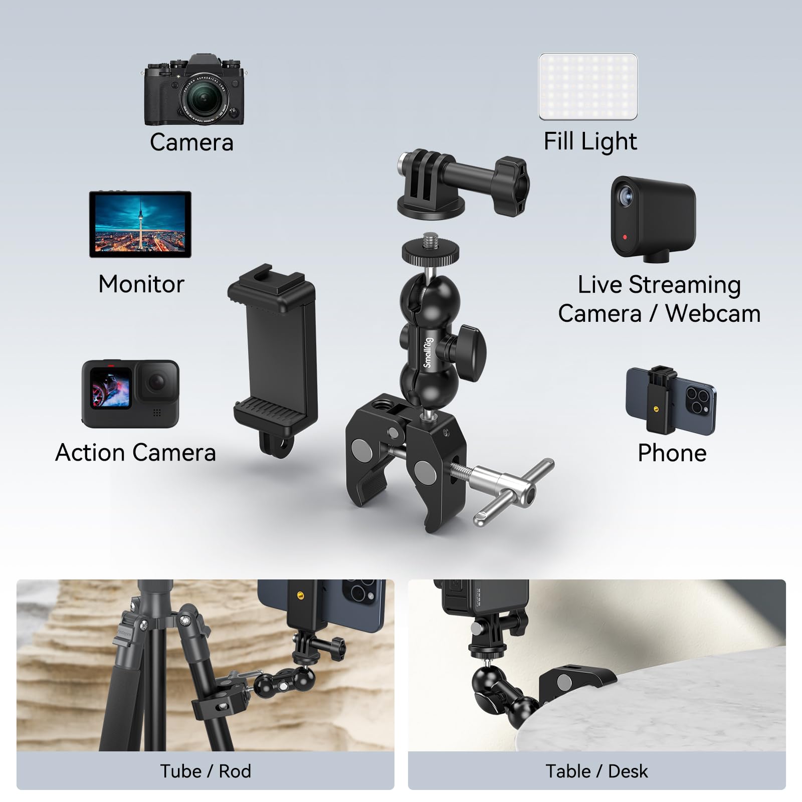 Foto 5 pulgar | Kit De Montaje Para Cámara Smallrig Ball Head Magic Arm Con Superpinza - Venta Internacional.