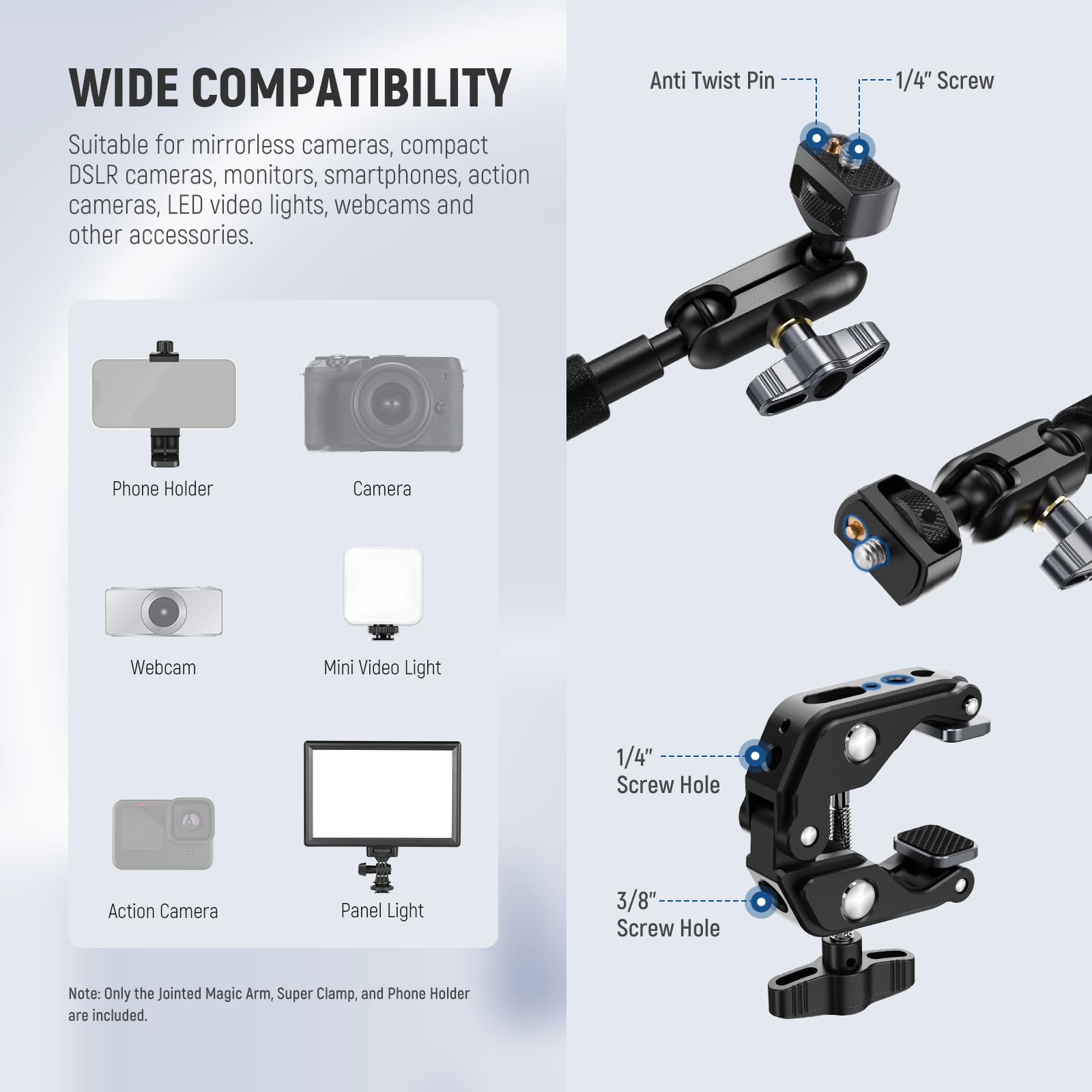Foto 5 | Soporte De Cámara Neewer 22 Magic Arm Con Abrazadera De Escritorio En C Para Arri - Venta Internacional.