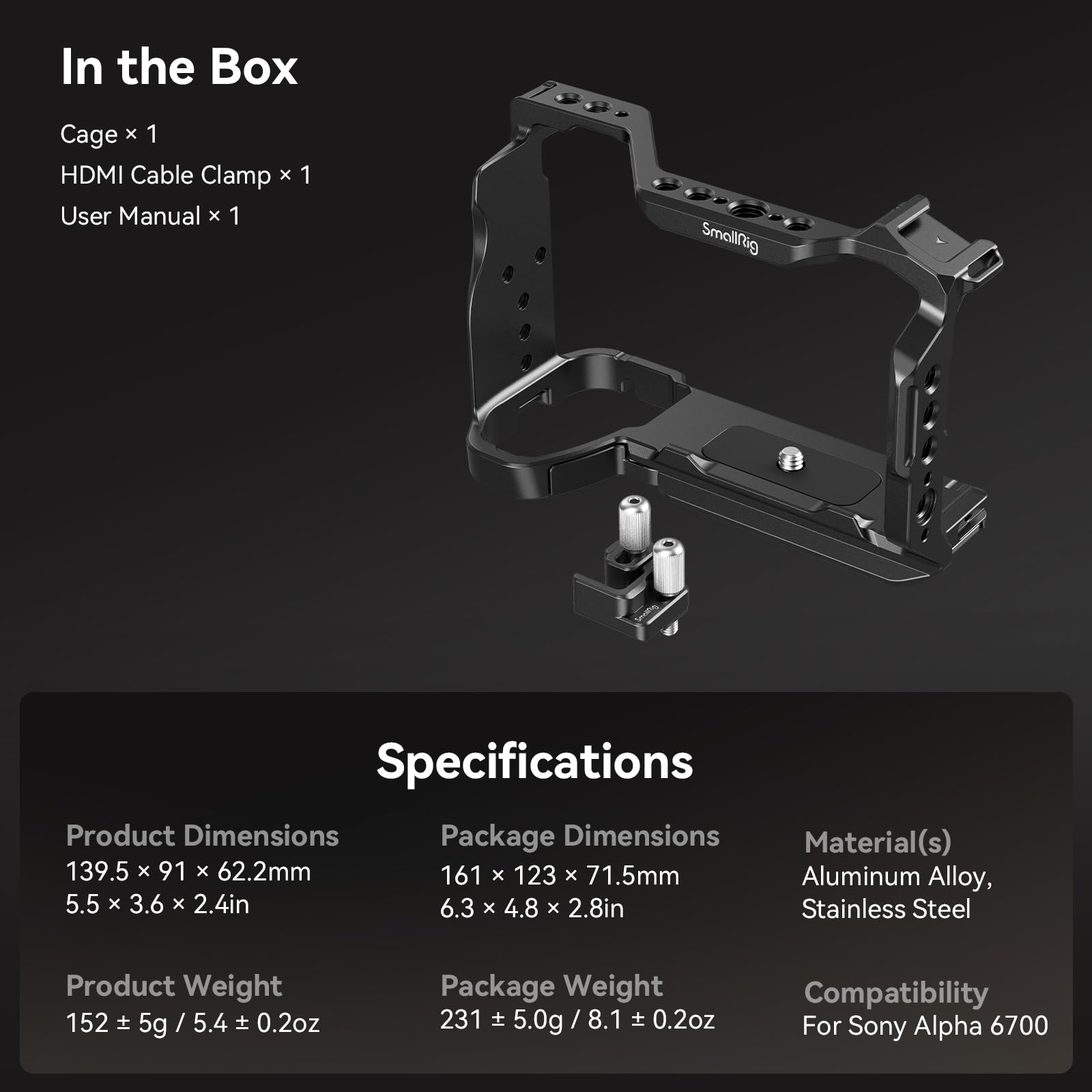 Foto 8 pulgar | Kit De Soporte De Cámara Smallrig Para Sony A6700 Con Abrazadera De Cable Hdmi - Venta Internacional.