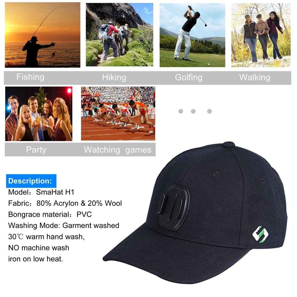 Foto 4 pulgar | Gorra De Béisbol Compatible Con Smatree G*pro/dji Osmo Action Black - Venta Internacional.
