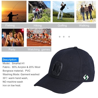 Foto 3 | Gorra De Béisbol Compatible Con Smatree G*pro/dji Osmo Action Black - Venta Internacional.