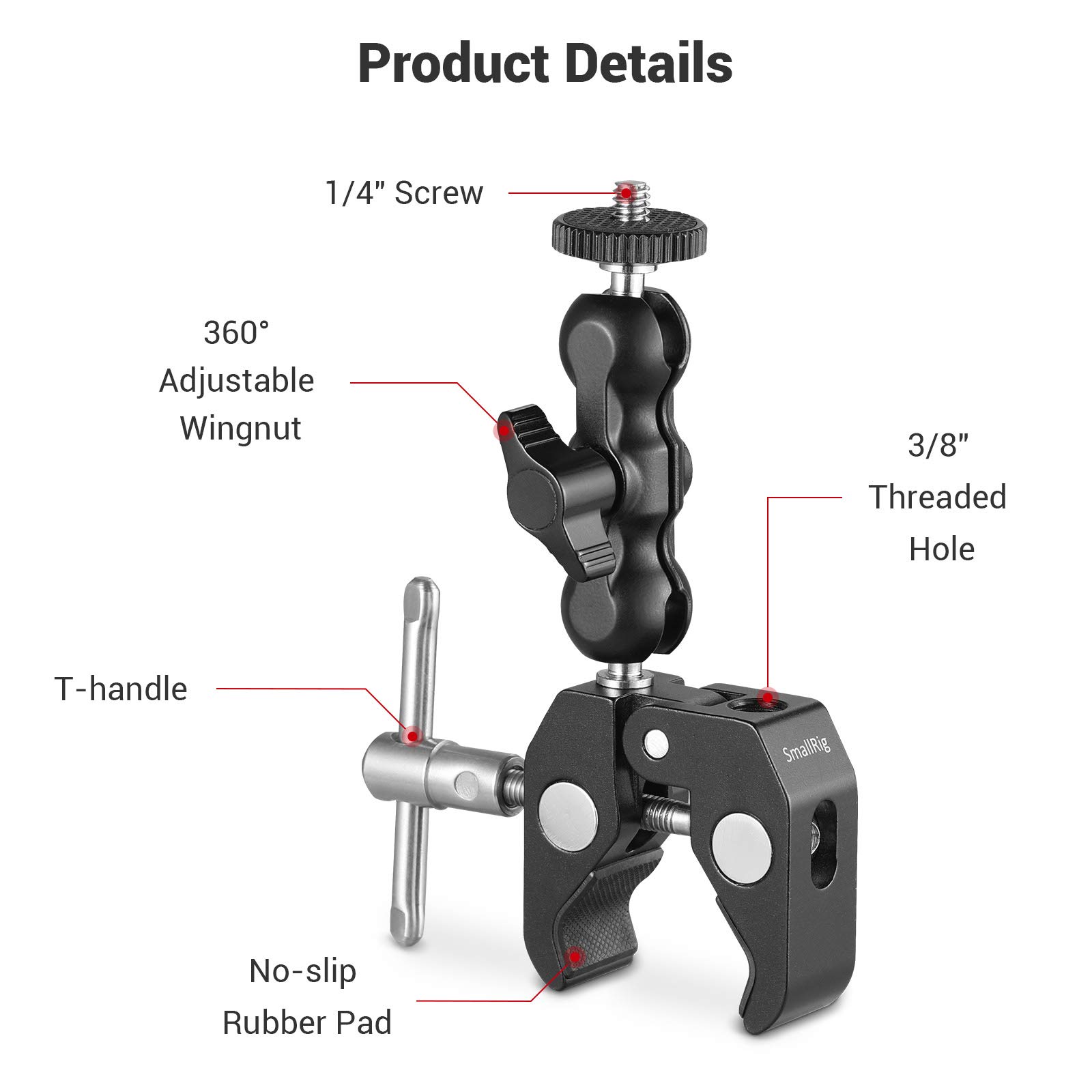 Foto 2 | Adaptador De Doble Bola Con Abrazadera De Cabeza Esférica Con Abrazadera Inferior Smallrig - Venta Internacional.