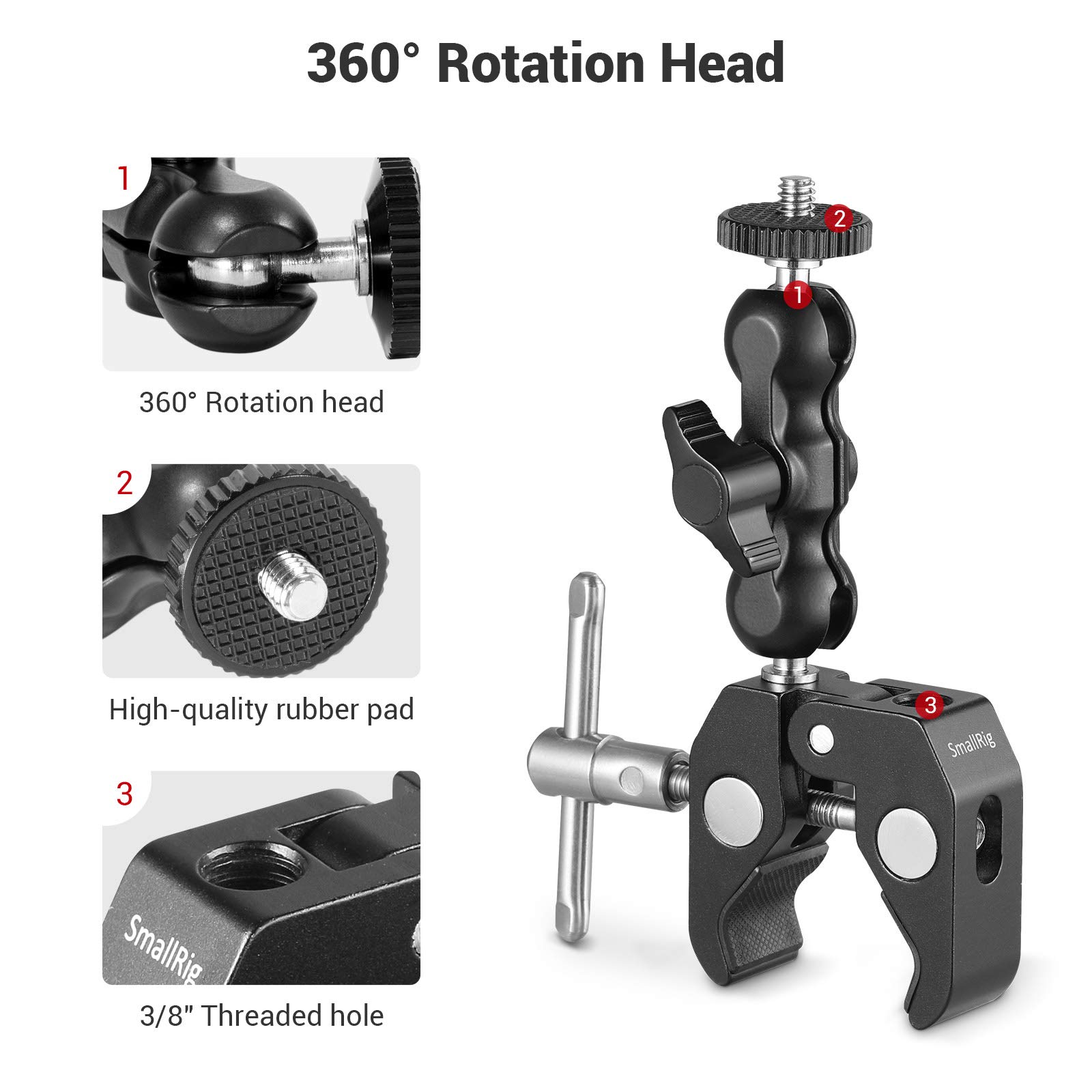 Foto 3 | Adaptador De Doble Bola Con Abrazadera De Cabeza Esférica Con Abrazadera Inferior Smallrig - Venta Internacional.