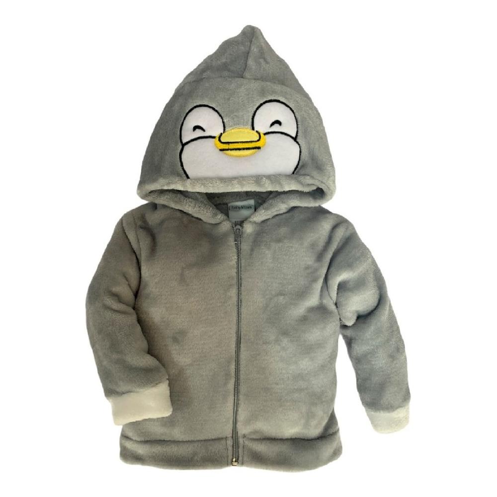 Chamarra Kiss Con Gorro Bordado Pinguino Gris