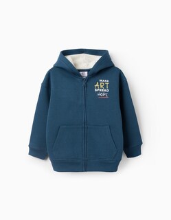 Foto 1 | Chaqueta Con Capucha Perchada Para Niño Art Turquesa Zippy