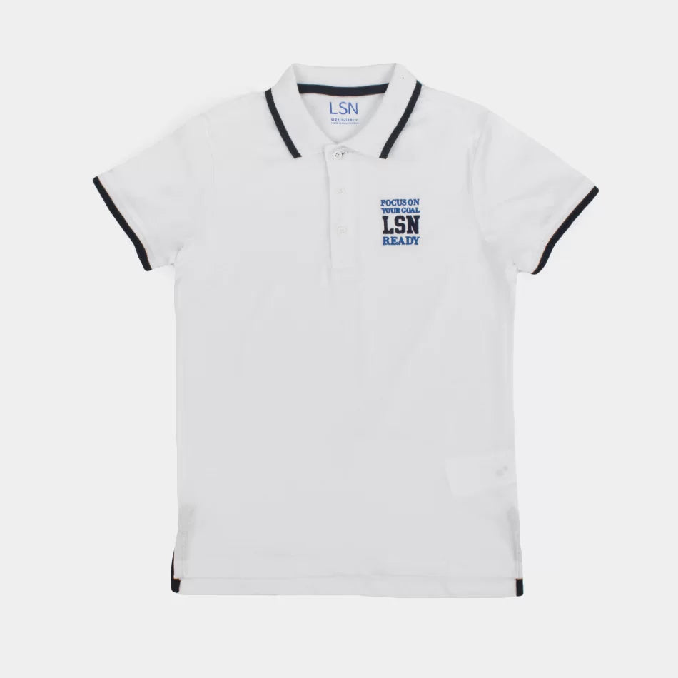 Playera Tipo Polo Blanco Para Niño Losan