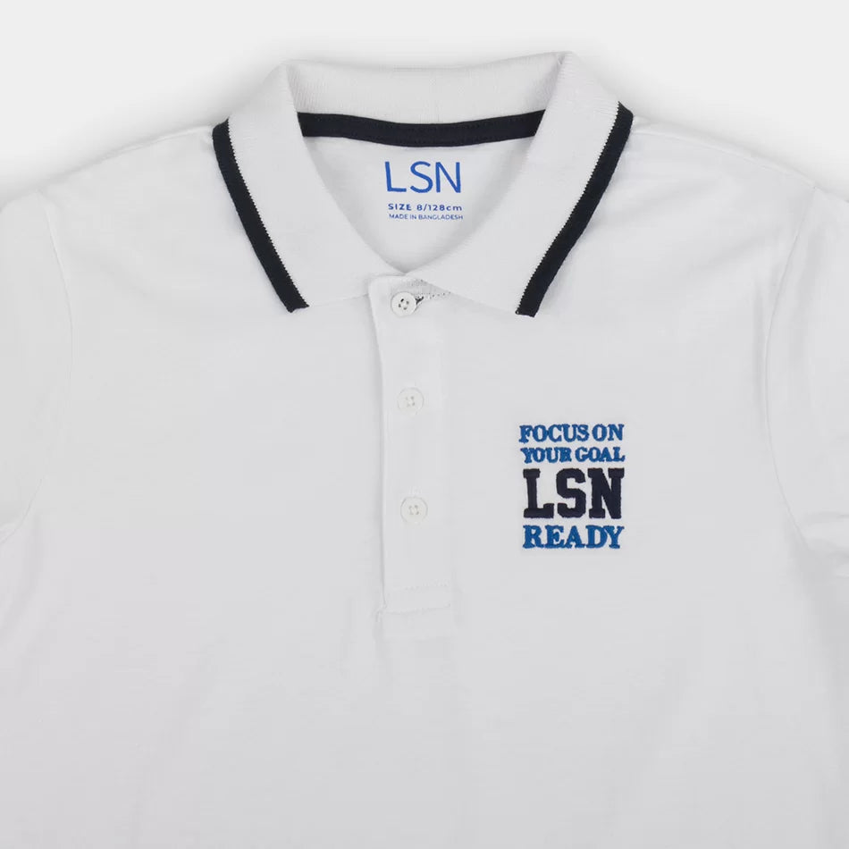 Foto 2 | Playera Tipo Polo Blanco Para Niño Losan