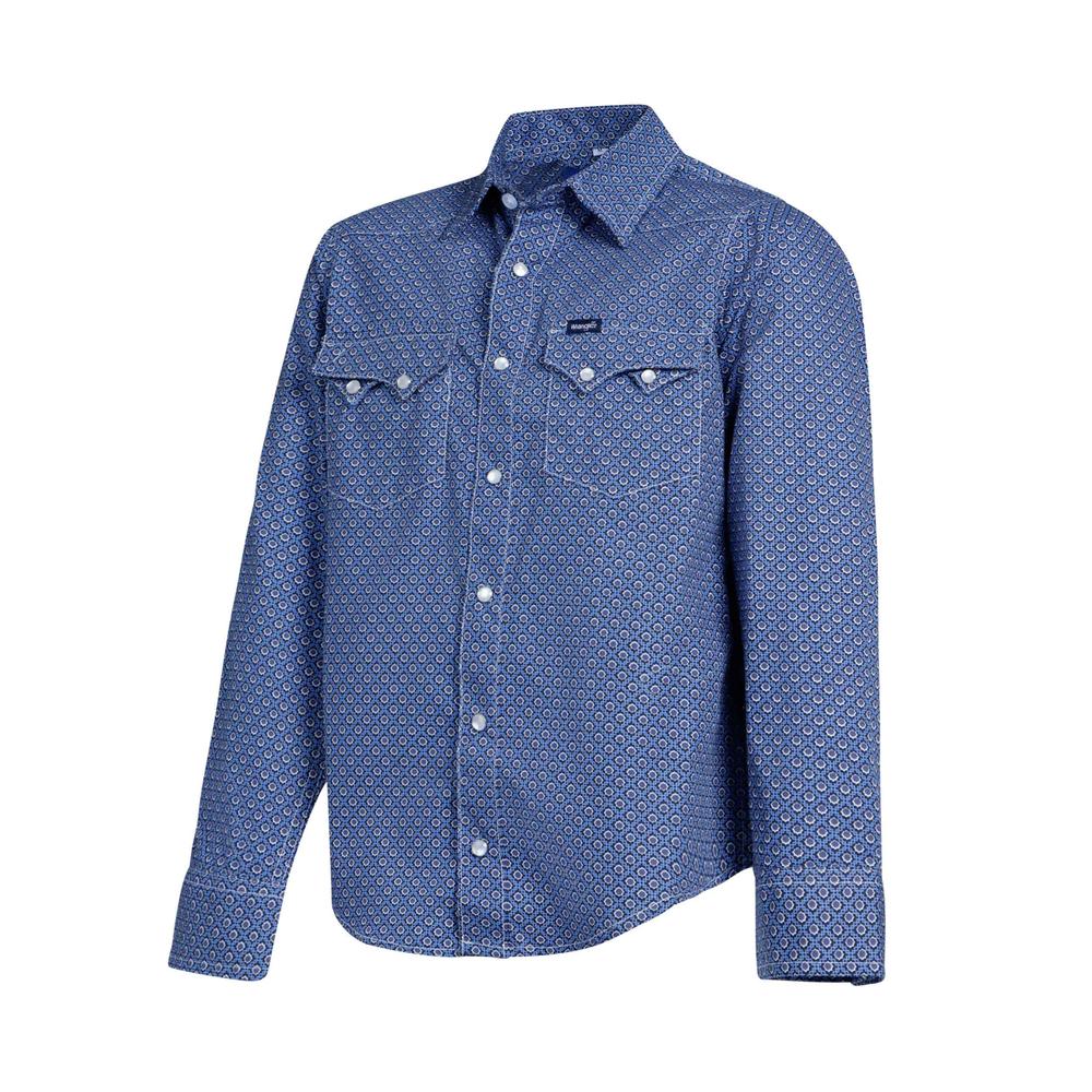 Foto 2 | Camisa Vaquera Wrangler Slim Fit color Azul Manga Larga para Niño