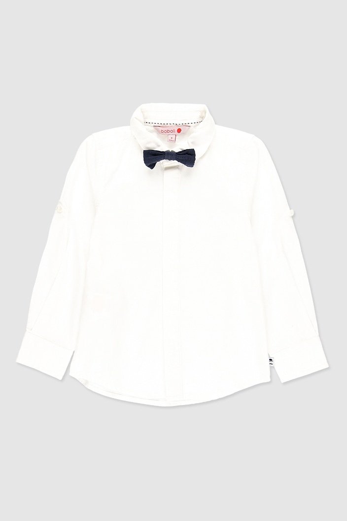 Foto 2 pulgar | Camisa de Lino Boboli Blanca con Moño Slim Fit para Niño