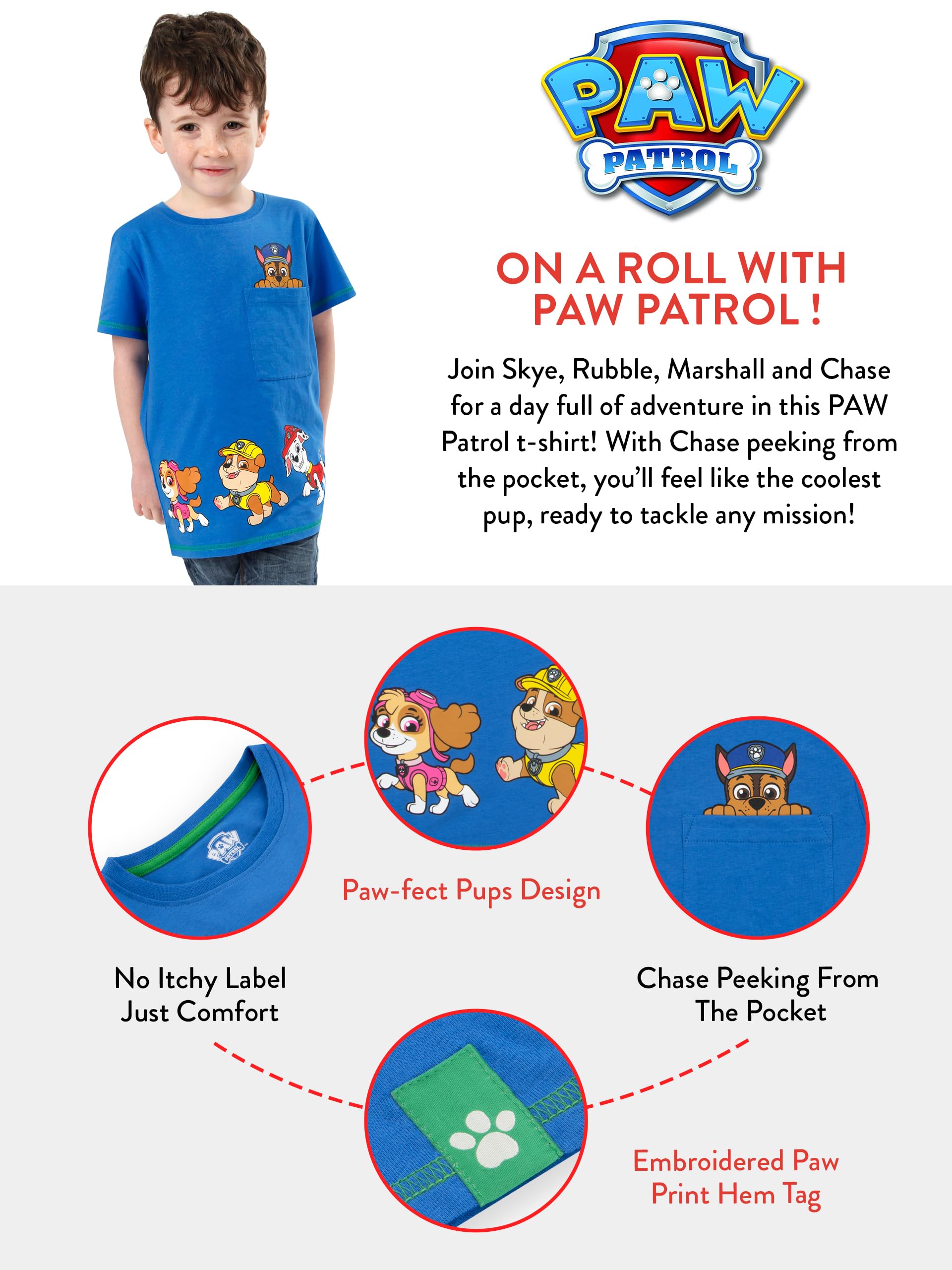 Foto 7 pulgar | Camiseta Azul de la Patrulla Canina Producto Oficial para Niños - Venta Internacional