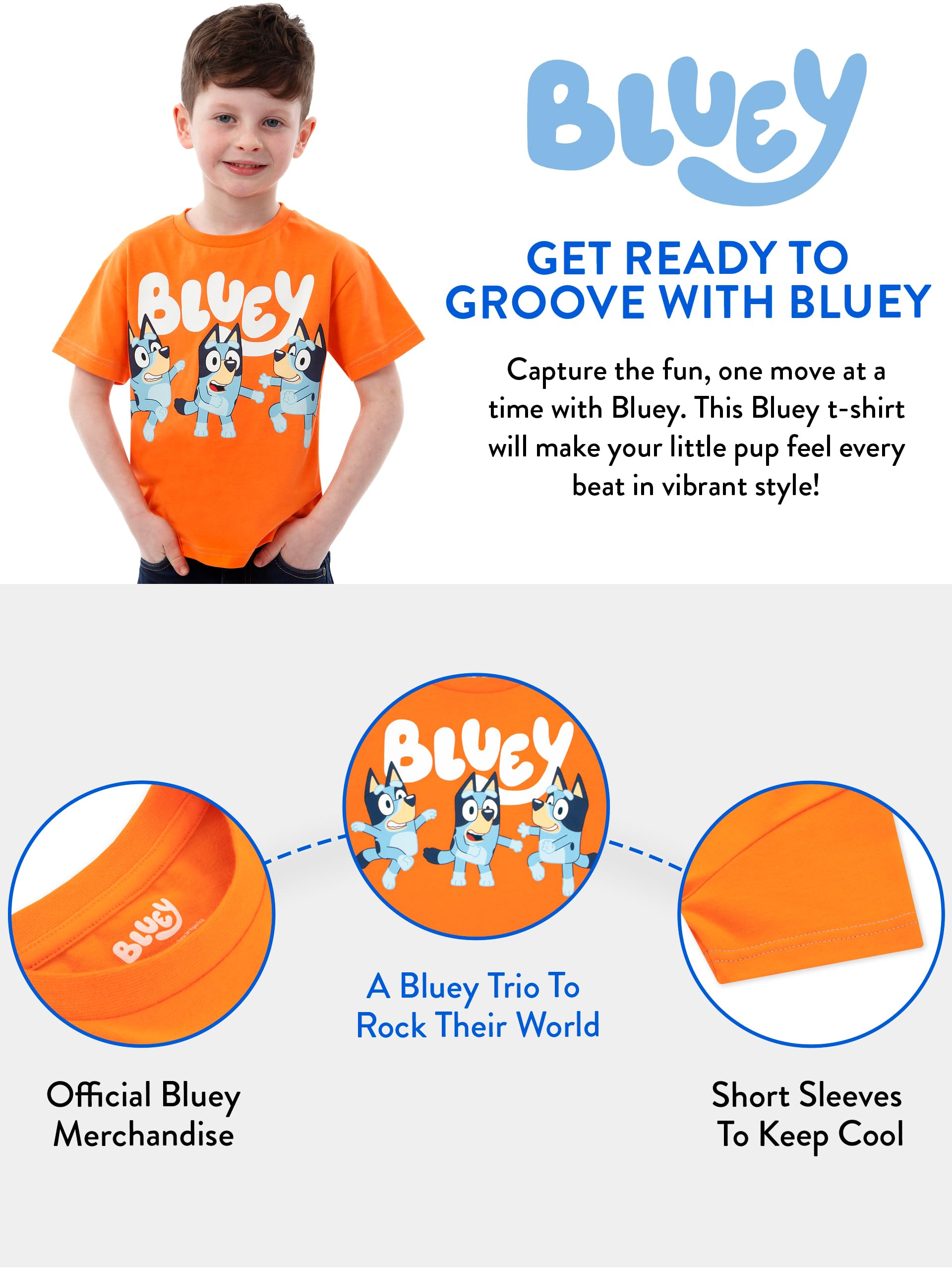 Foto 8 pulgar | Camisa Bluey Naranja para Niño-Venta Internacional