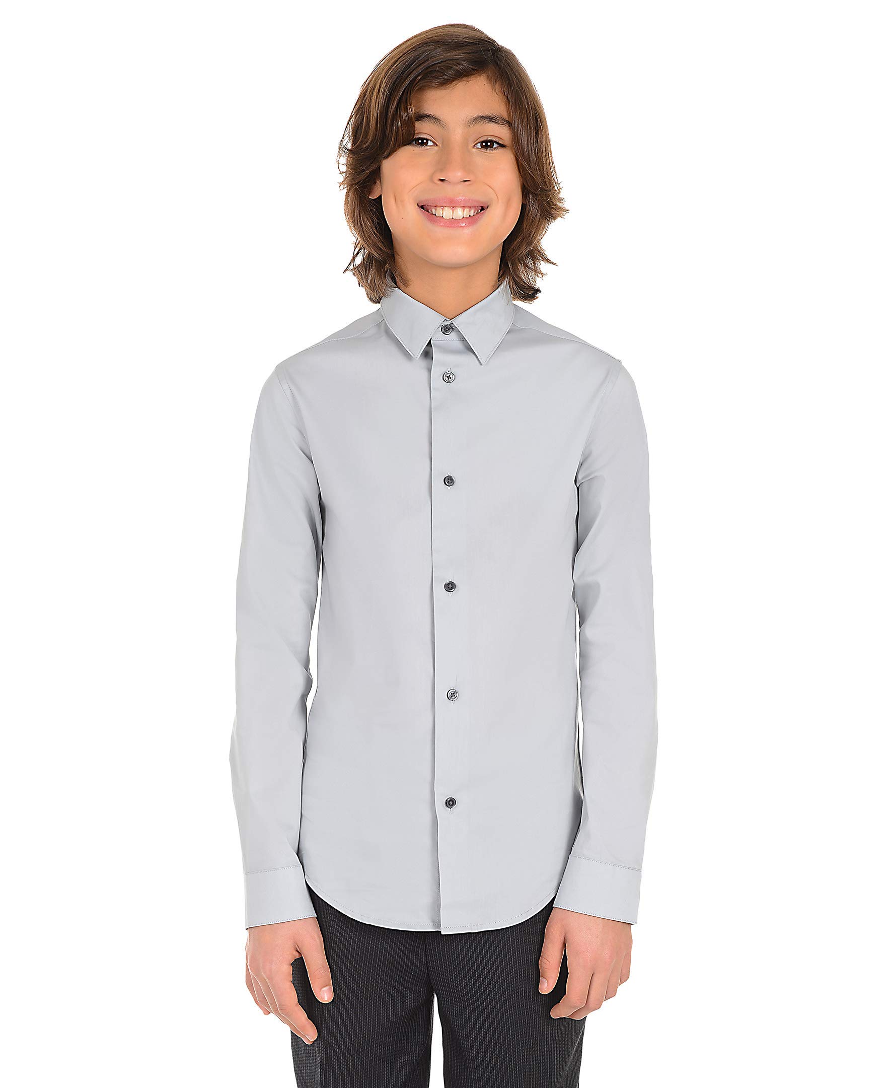 Foto 3 pulgar | Camisa Calvin Klein Gris Manga Larga para Niño - Venta Internacional