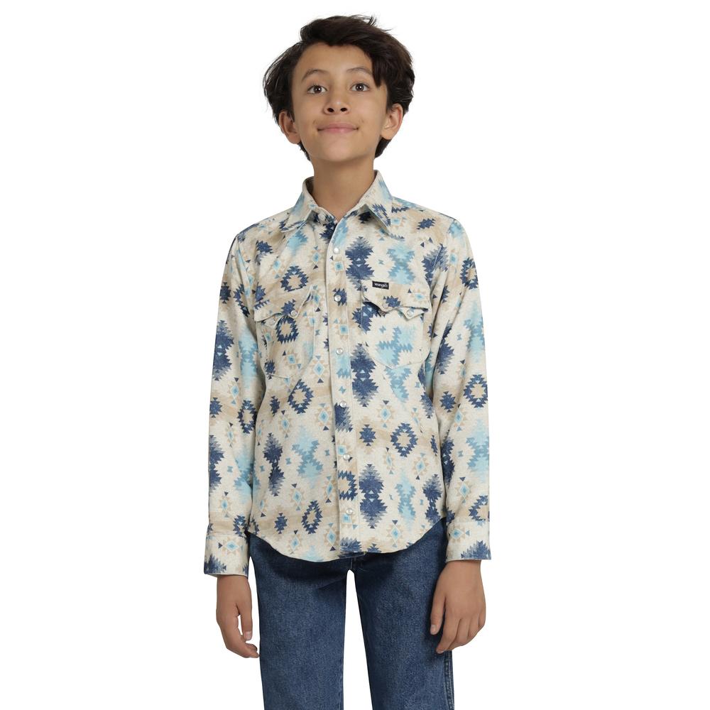Camisa Vaquera Niño Wrangler Slim Fit Manga Larga 467 Beige