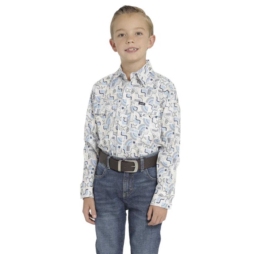 Camisa Vaquera Niño Wrangler Slim Fit Manga Larga 465 Blanco