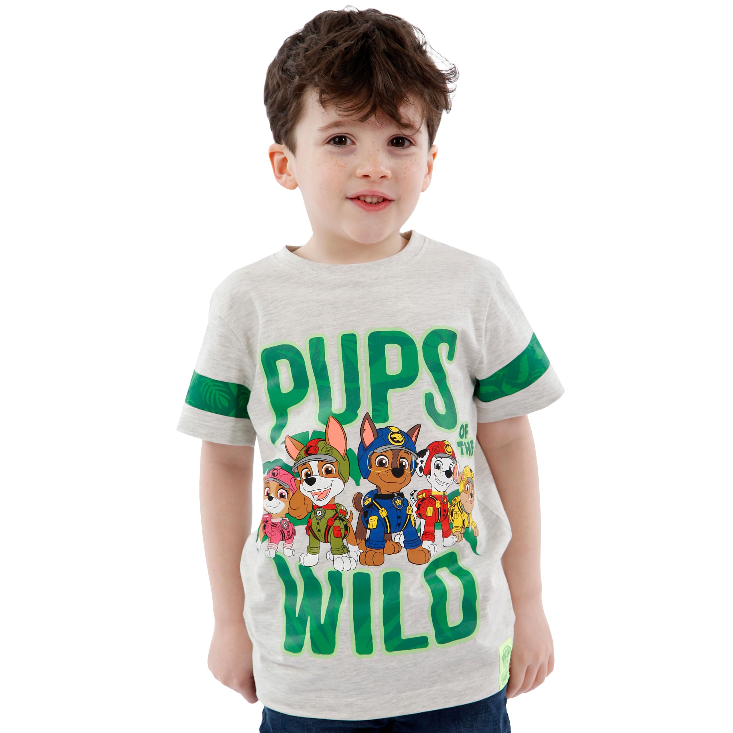 Foto 3 pulgar | Camiseta Paw Patrol Jungle Pups Para Niños, Gris, Talla 4, Verano - Venta Internacional.