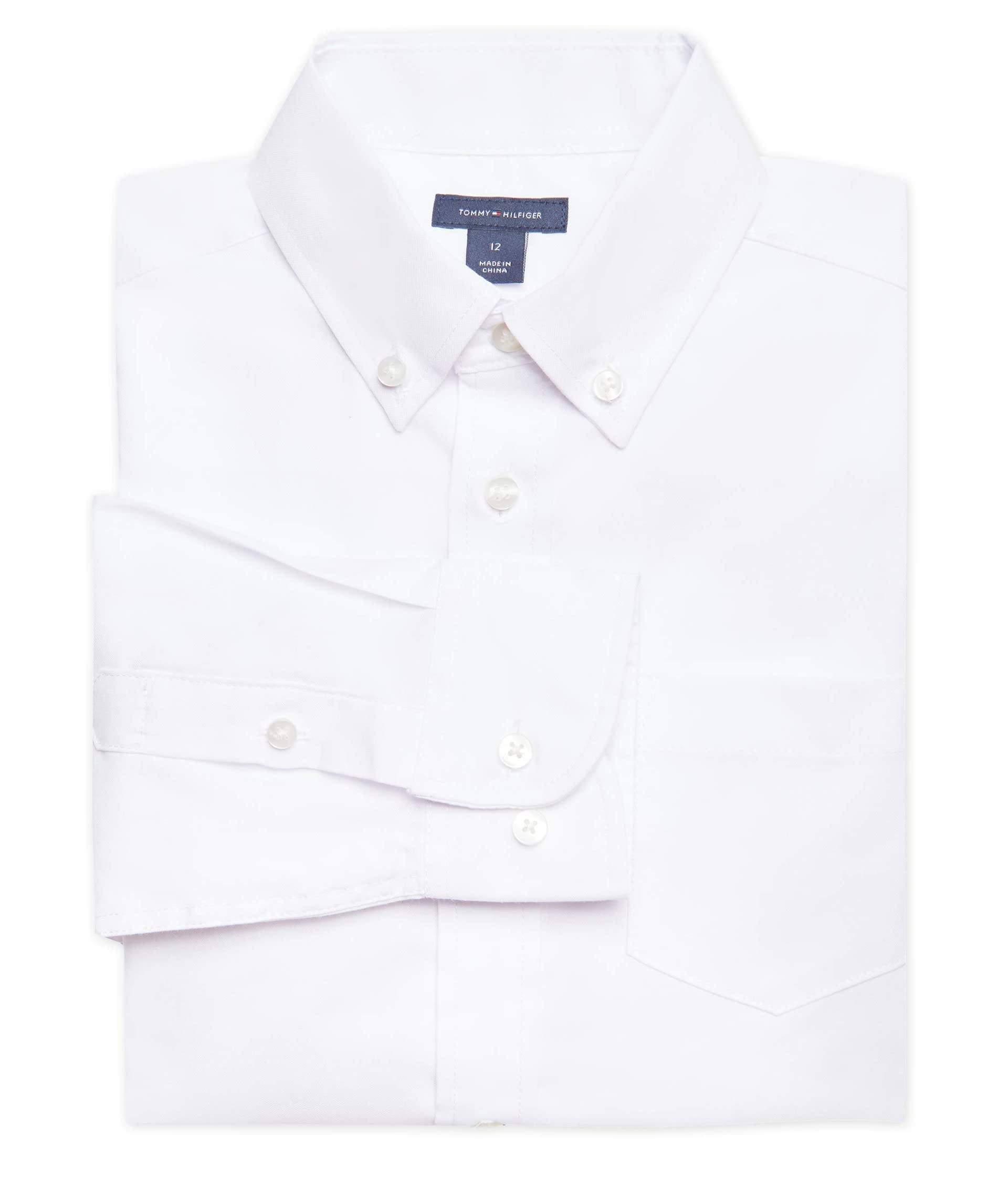 Foto 2 | Camisa Tommy Hilfiger Pinpoint Oxford Blanca Para Niños Talla 8 - Venta Internacional.