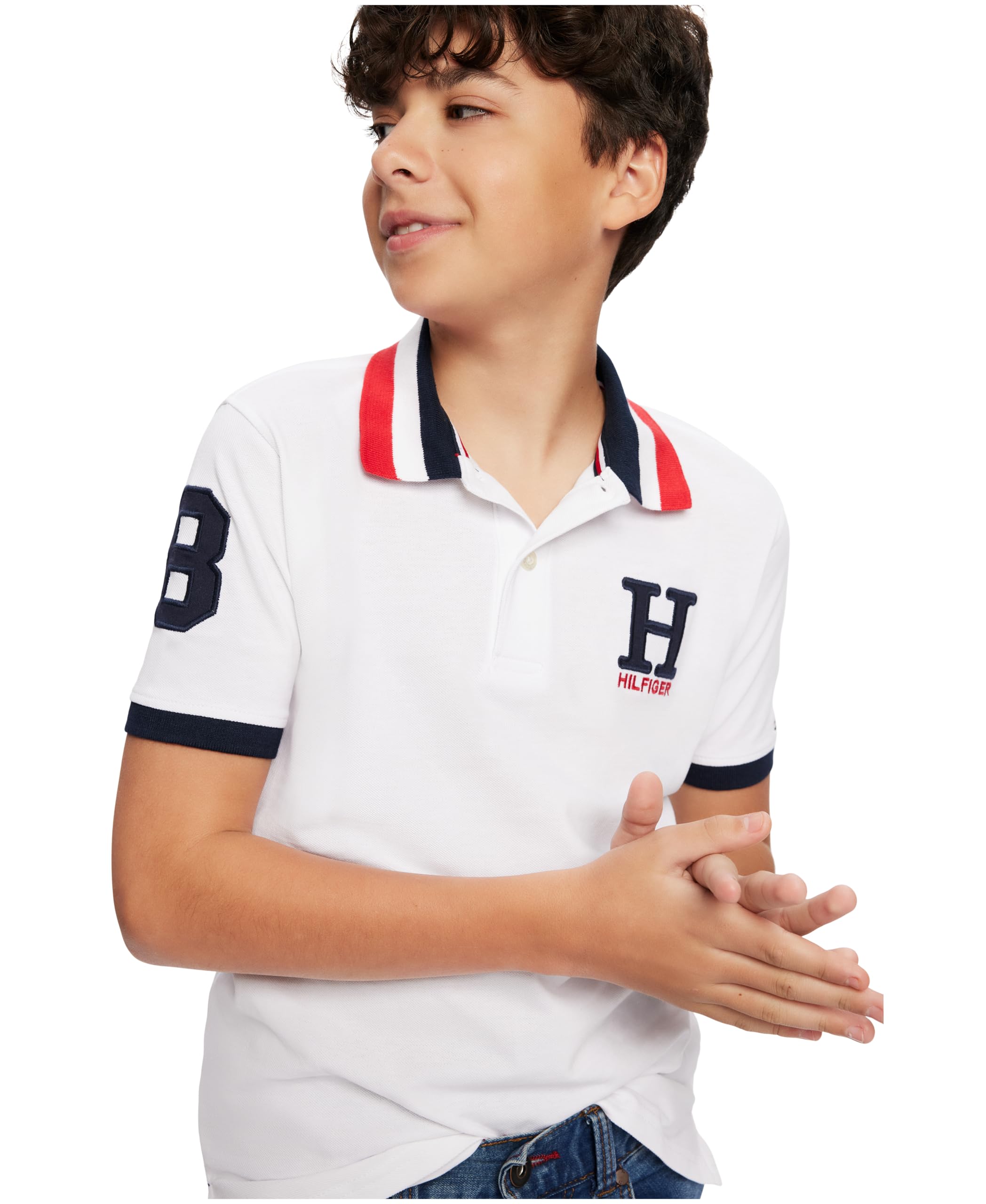 Foto 4 pulgar | Polo Tommy Hilfiger De Manga Corta Con Estampado De Hiedra Elástica Para Niños - Venta Internacional.